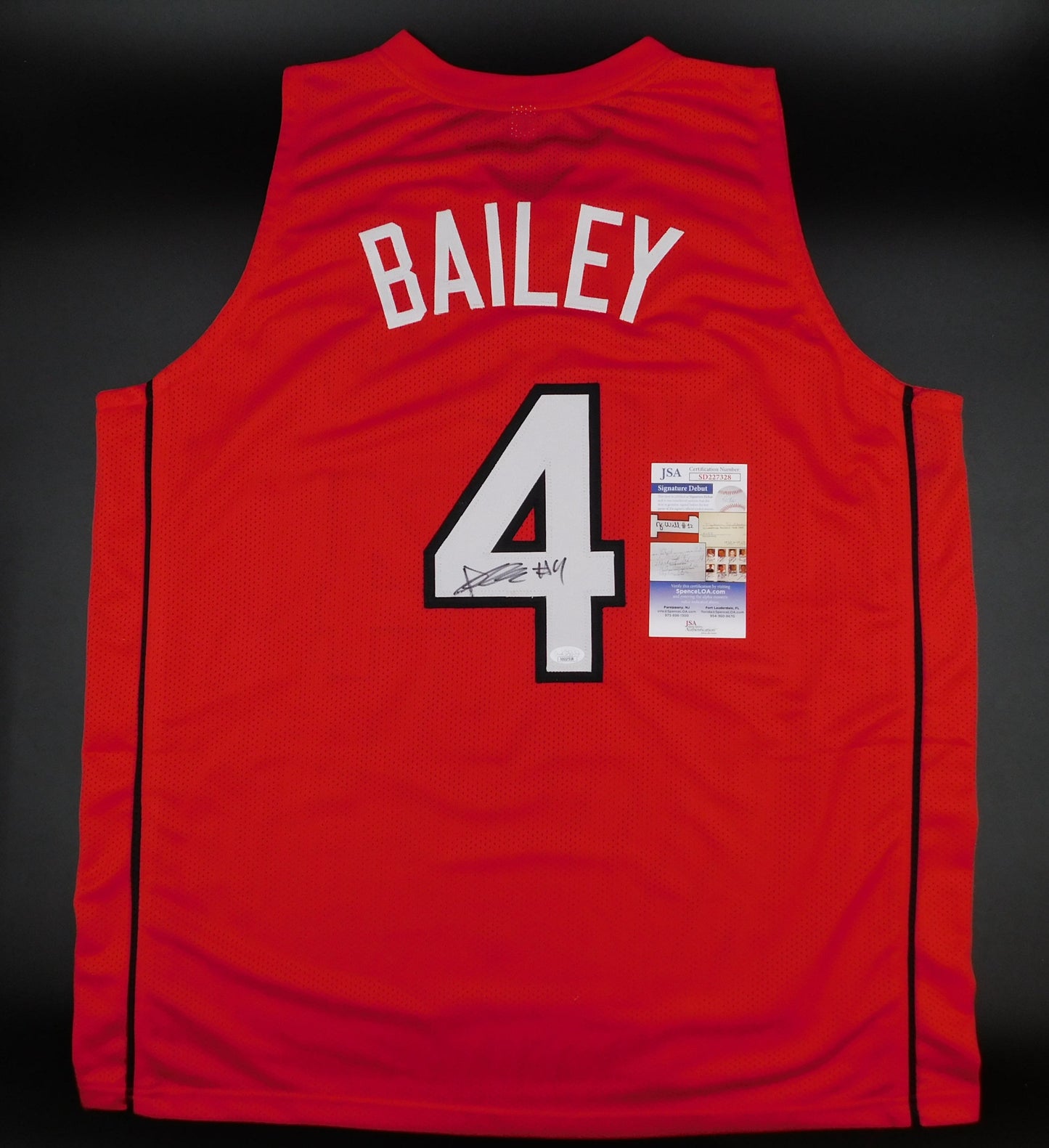 Ace Bailey Signed Autographed Red Rutgers Scarlet Knights Basketball Jersey NCAA JSA COA