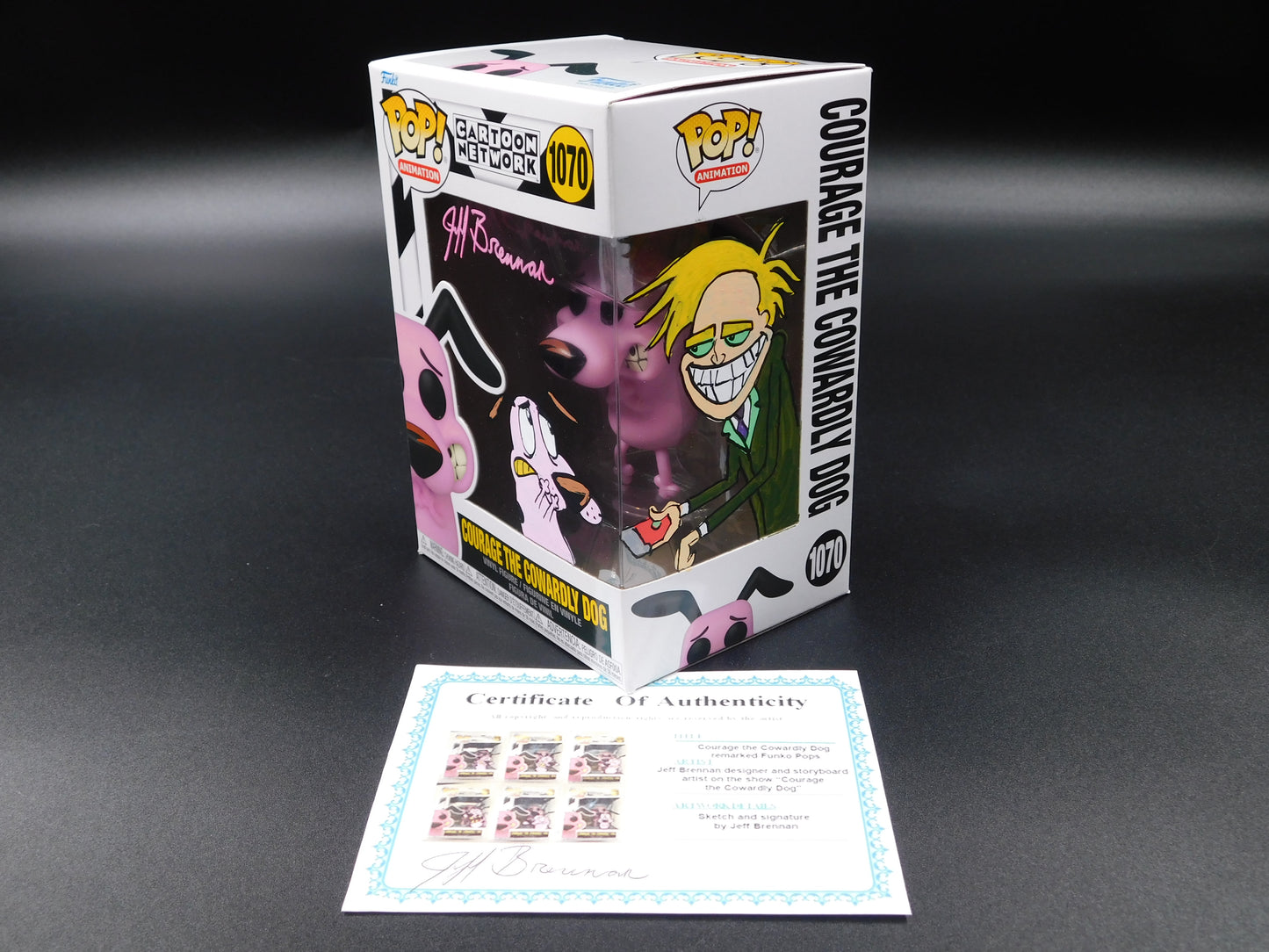 Jeff Brennan Remark Artwork Sketch Signed Funko Pop 1070 Courage The Cowardly Dog