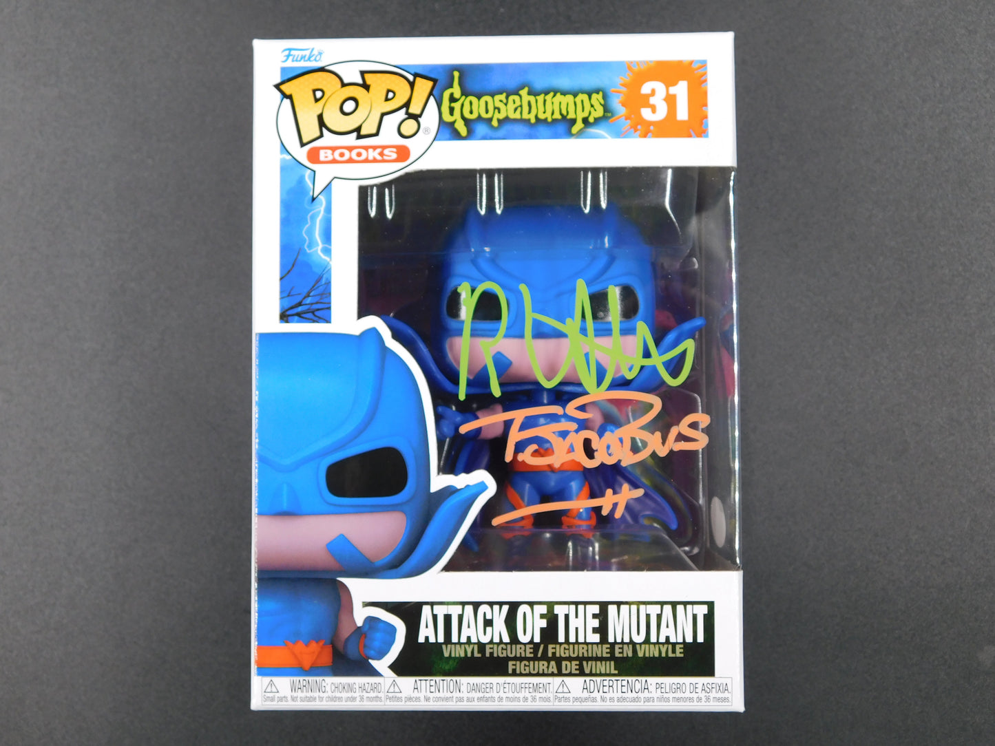 RL Stine & Tim Jacobus Dual Signed Funko Pop 31 Goosebumps Attack of The Mutant JSA COA