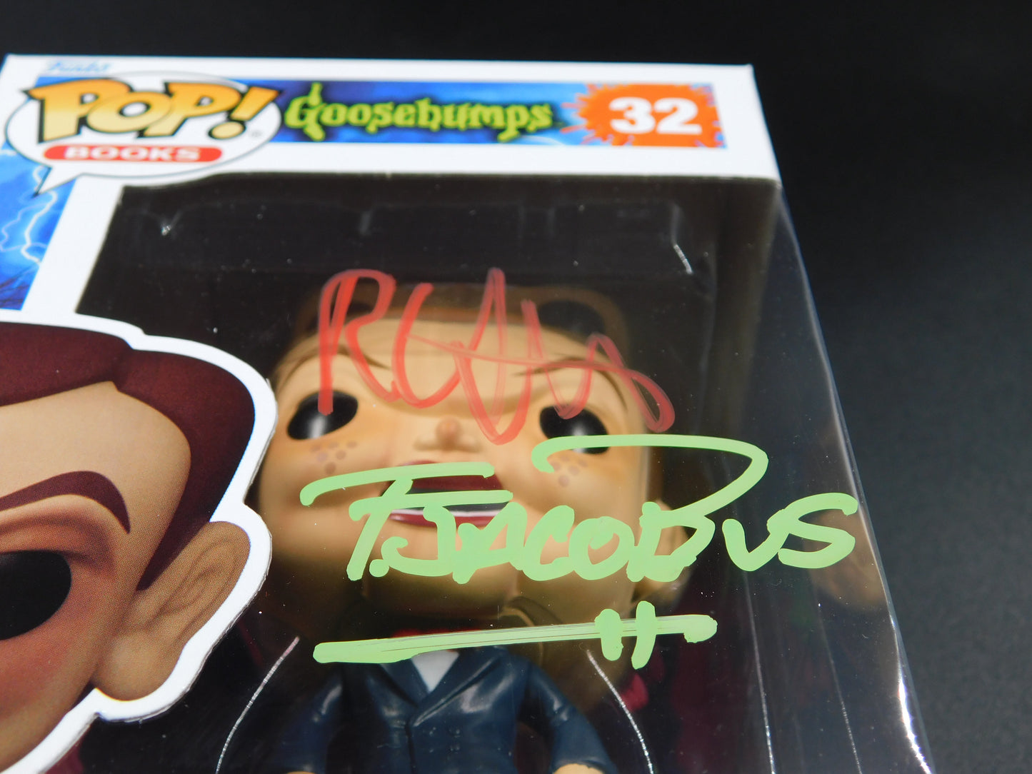 RL Stine & Tim Jacobus Dual Signed Funko Pop 32 Goosebumps Night of The Living Dummy JSA COA