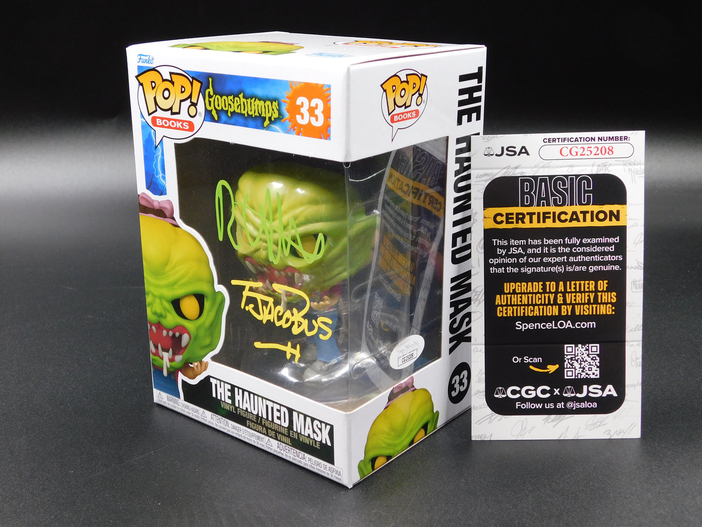 RL Stine & Tim Jacobus Dual Signed Funko Pop 33 Goosebumps The Haunted Mask JSA COA