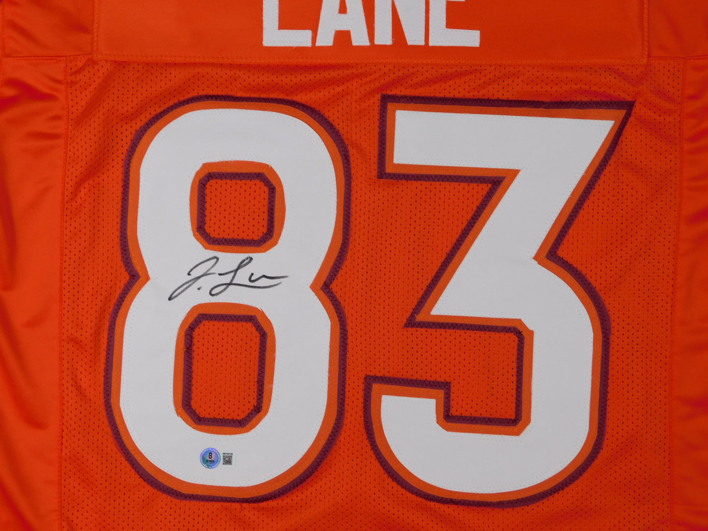 Jaylin Lane Signed Autographed Virginia Tech Hokies Orange Football Jersey BAS COA