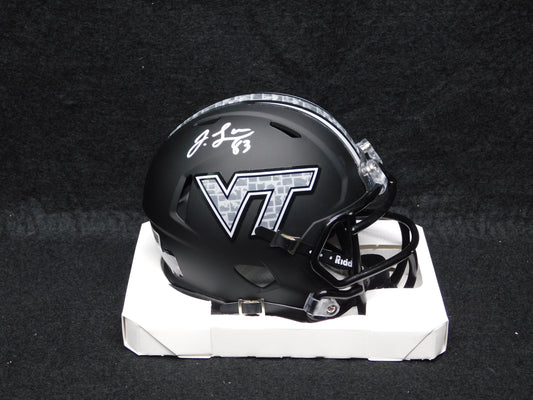 Jaylin Lane Signed Autographed Virginia Tech Hokies Black Speed Mini Helmet BAS COA