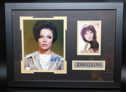 Joan Colins Signed Autographed Framed 8x10 Photo Dynasty Emmy Award Winner JSA COA Black