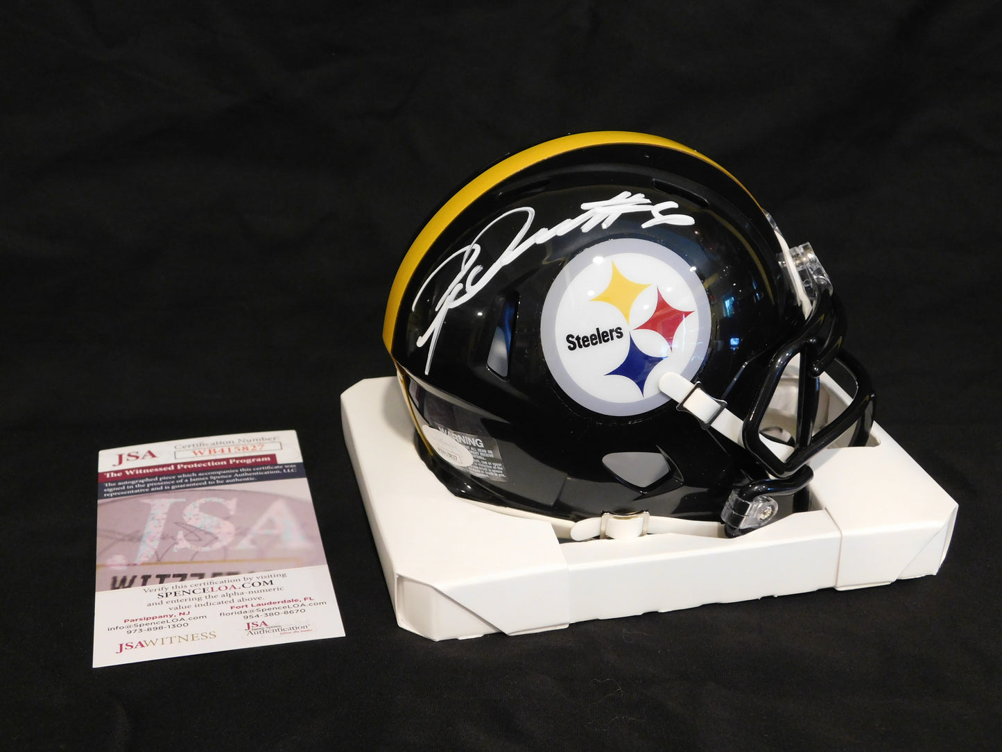 Patrick Pat Queen Signed Autographed Pittsburgh Steelers Speed Mini Helmet JSA COA