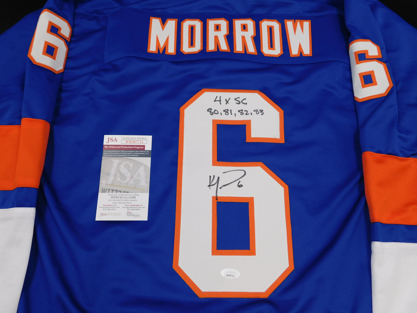 Ken Morrow Signed Autographed New York Islanders Jersey 4x Stanley Cup Champ JSA COA