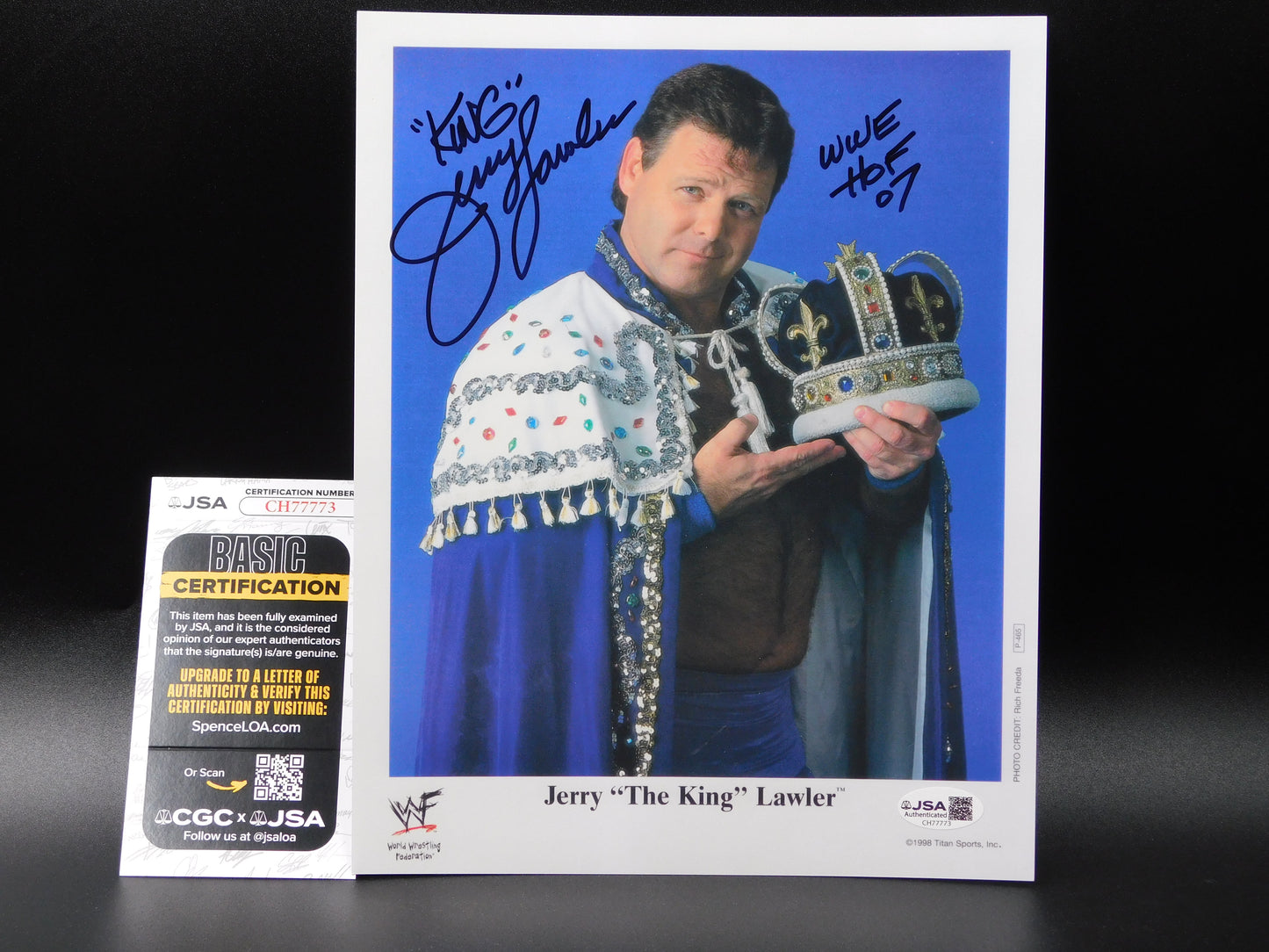 Jerry Lawler / Autographed 8x10 Photo JSA COA WWE