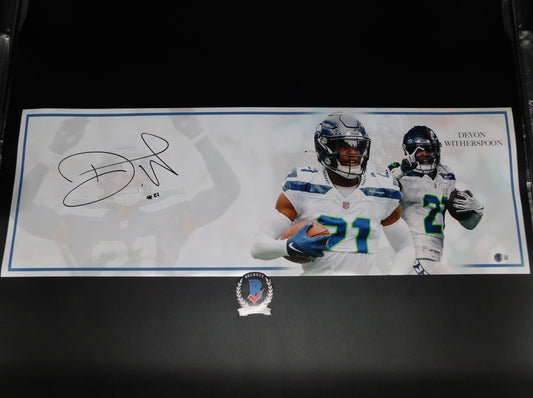 Devon Witherspoon Signed 36x12 Panoramic Seattle Seahawks Photo White Jersey Beckett COA