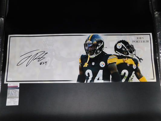 Joey Porter Jr Signed 36x12 Panoramic Pittsburgh Steelers Photo JSA COA