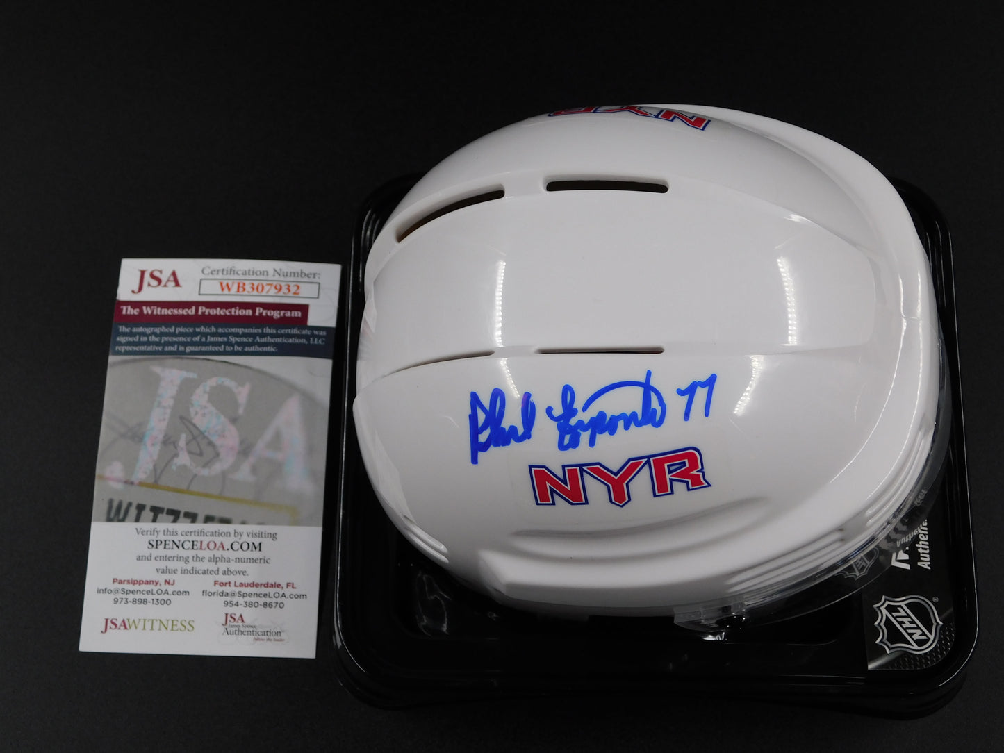 Phil Esposito Signed Autographed New York Rangers White Mini Helmet NYR JSA COA