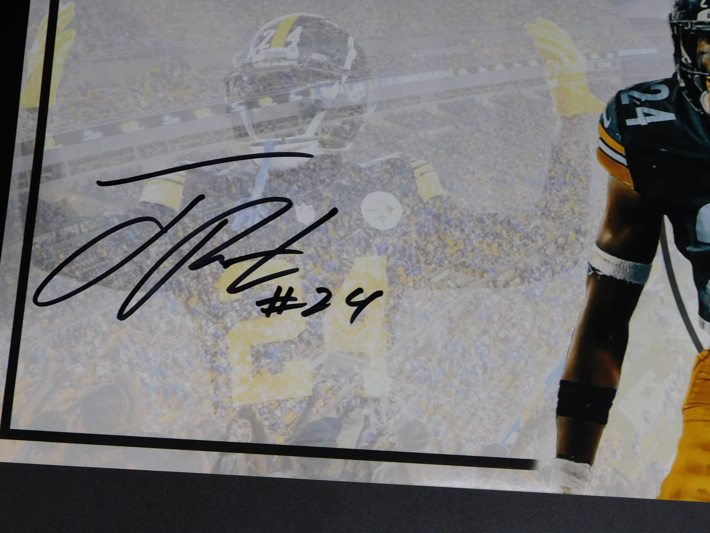 Joey Porter Sr & Jr Signed 36x12 Panoramic Pittsburgh Steelers Photo JSA COA