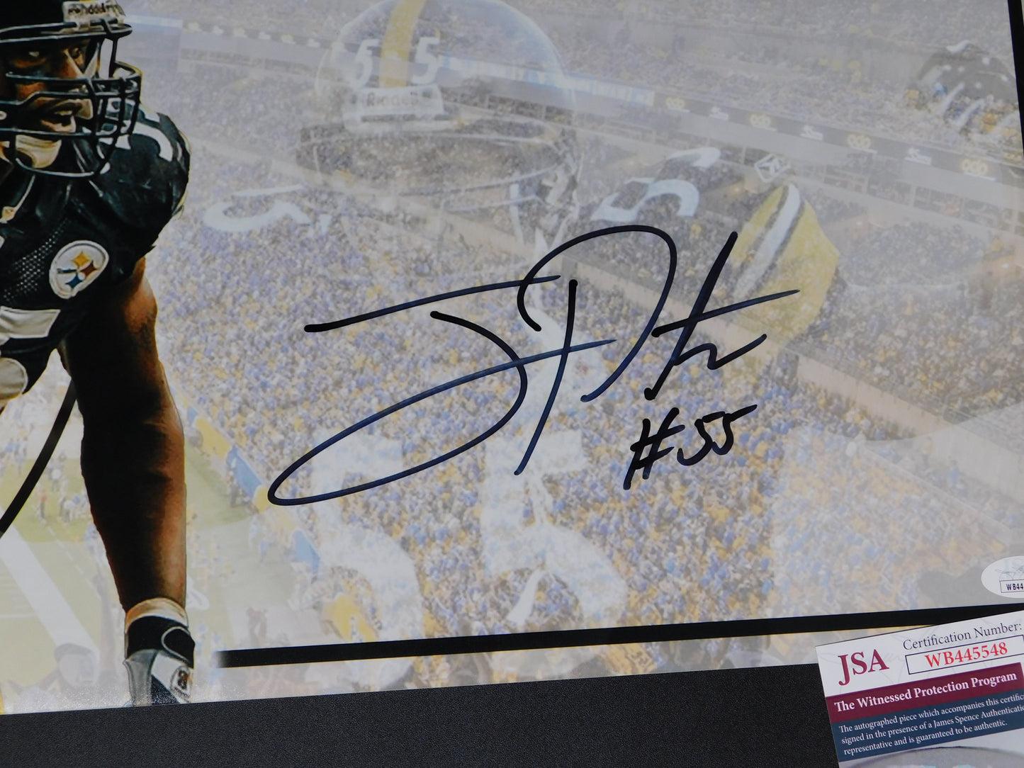 Joey Porter Sr & Jr Signed 36x12 Panoramic Pittsburgh Steelers Photo JSA COA