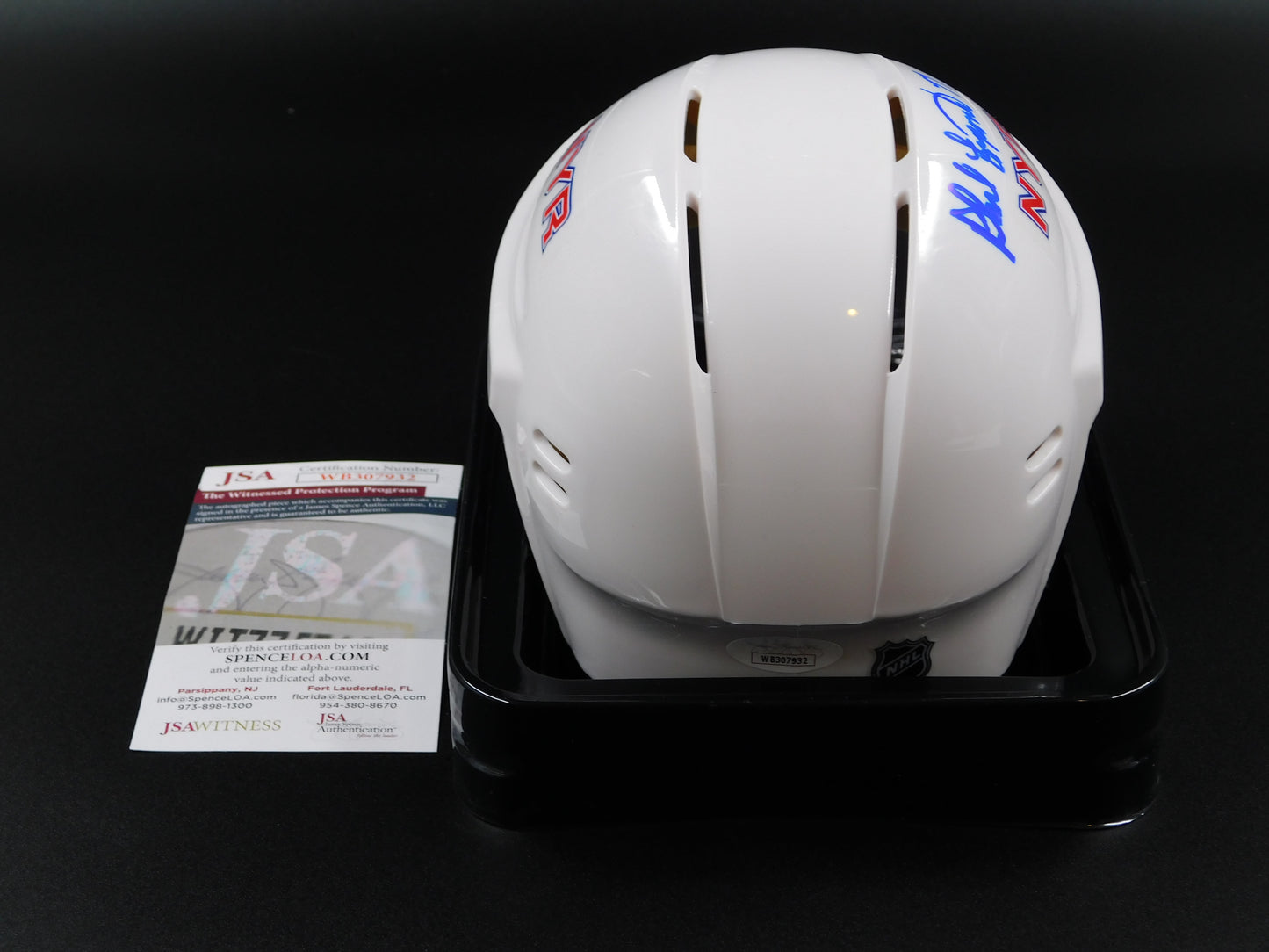 Phil Esposito Signed Autographed New York Rangers White Mini Helmet NYR JSA COA