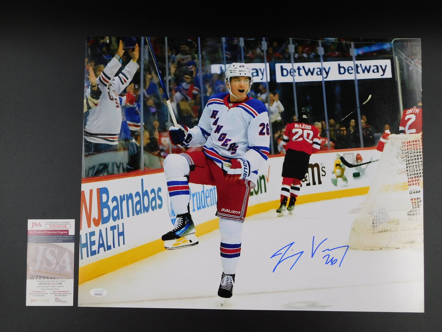 Jimmy Vesey Signed Autographed 16x20 Photo New York Rangers NYR JSA COA