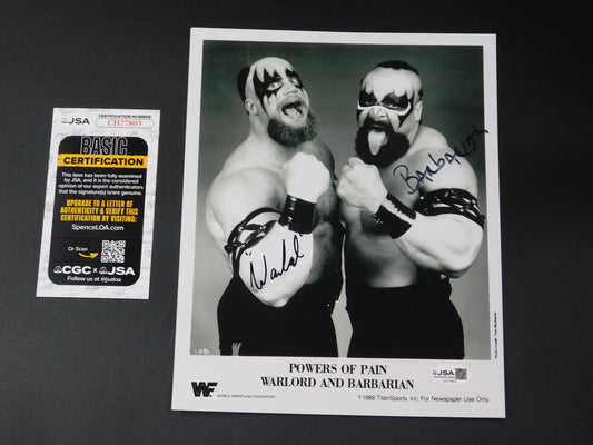 Warlord/Barbarian / Autographed 8x10 Photo JSA COA WWE WWF
