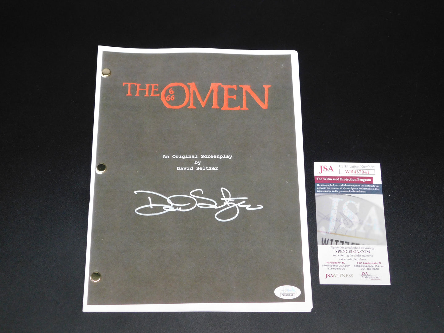 David Seltzer Signed / Autographed The Omen Full Script JSA COA Author