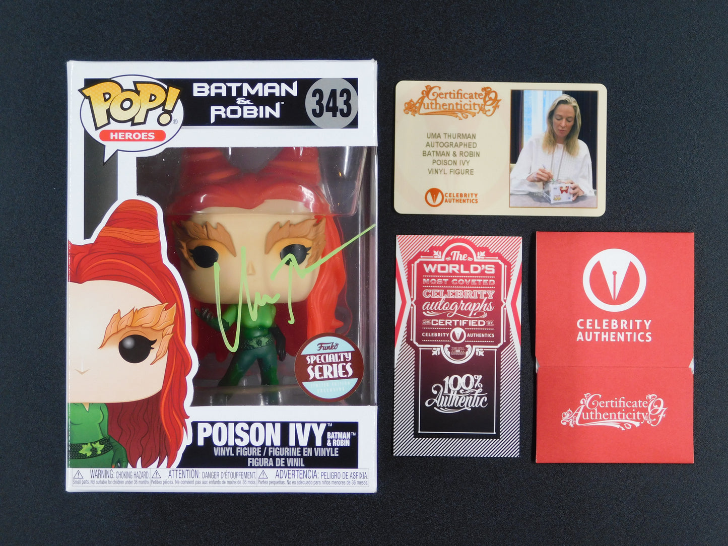 Uma Thurman Signed Autographed Vinyl Funko Pop! 343 Poison Ivy Batman CA COA