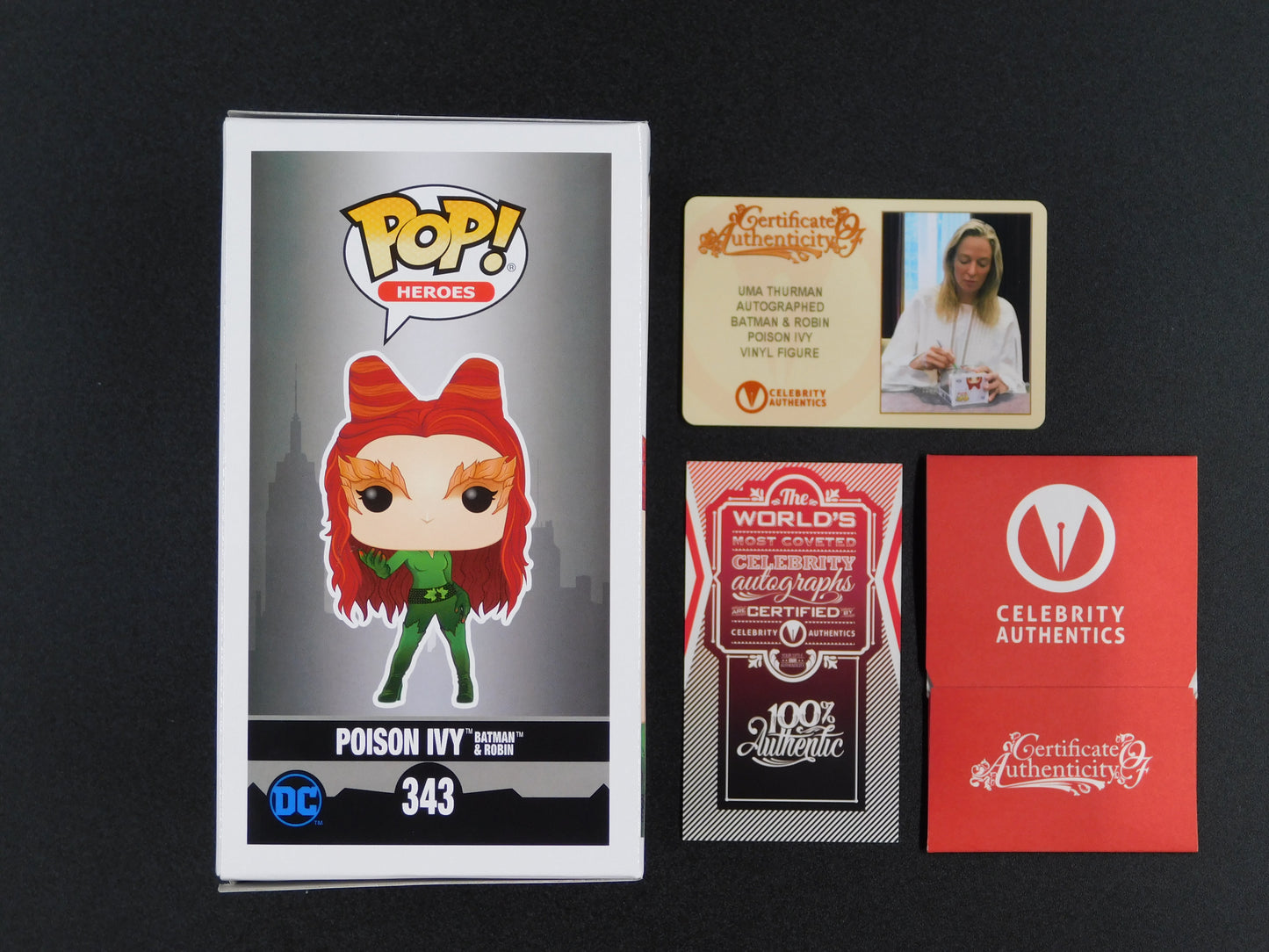 Uma Thurman Signed Autographed Vinyl Funko Pop! 343 Poison Ivy Batman CA COA