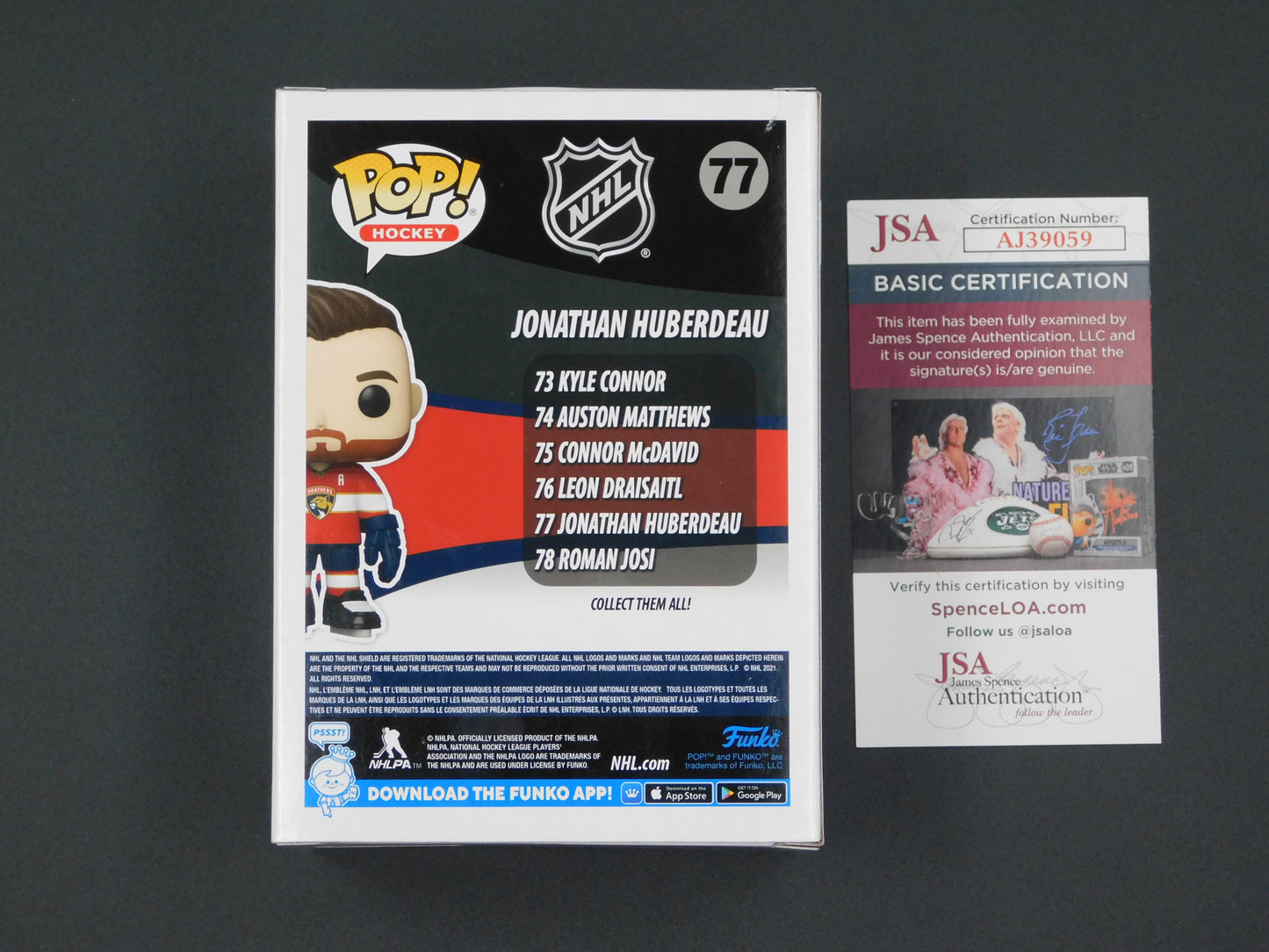 Jonathan Huberdeau Signed Autographed Vinyl Funko Pop! 77 Florida Panthers JSA COA