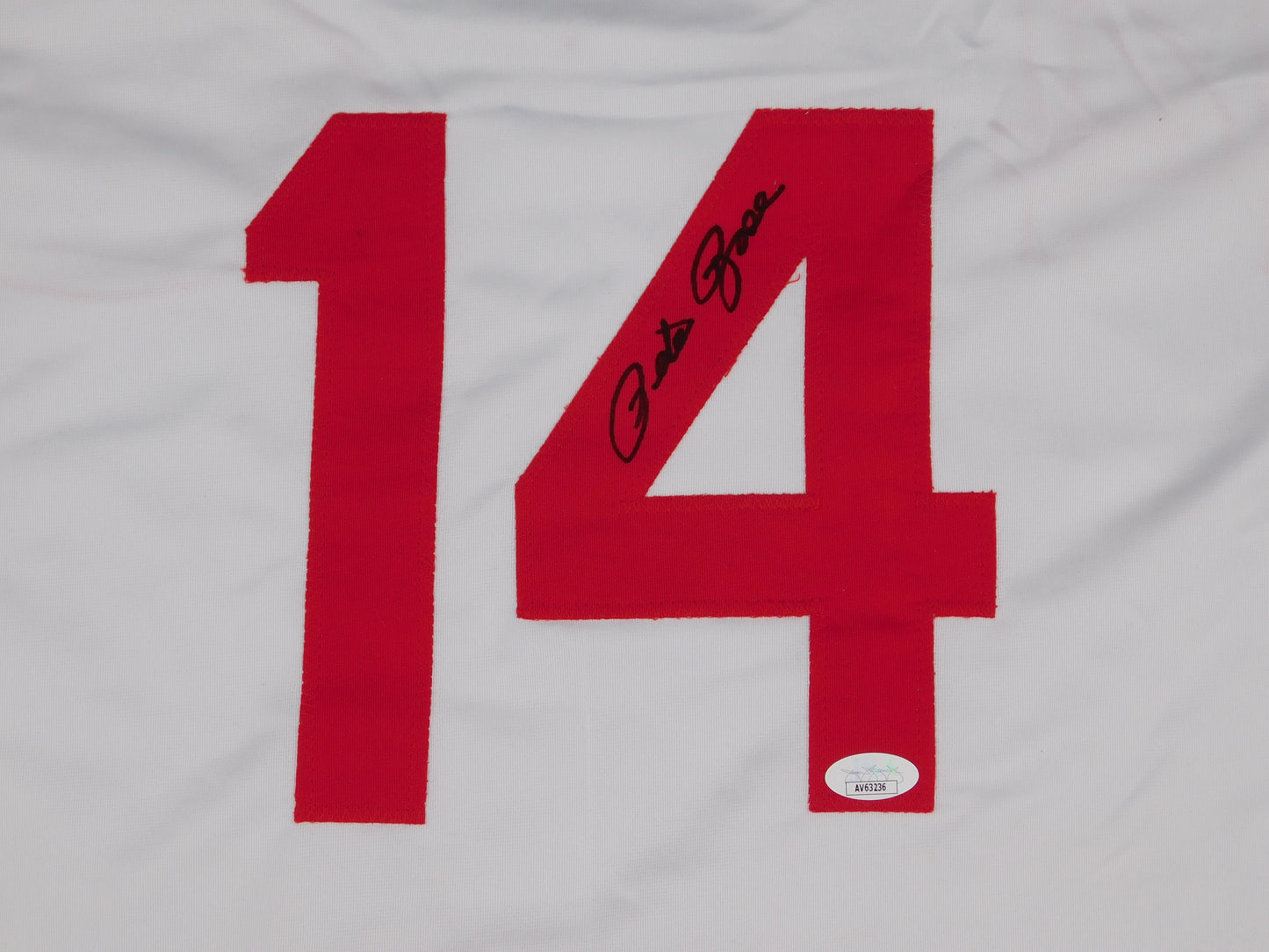 Pete Rose Signed Autographed Stat Jersey Cincinnati Reds Charlie Hustle JSA COA