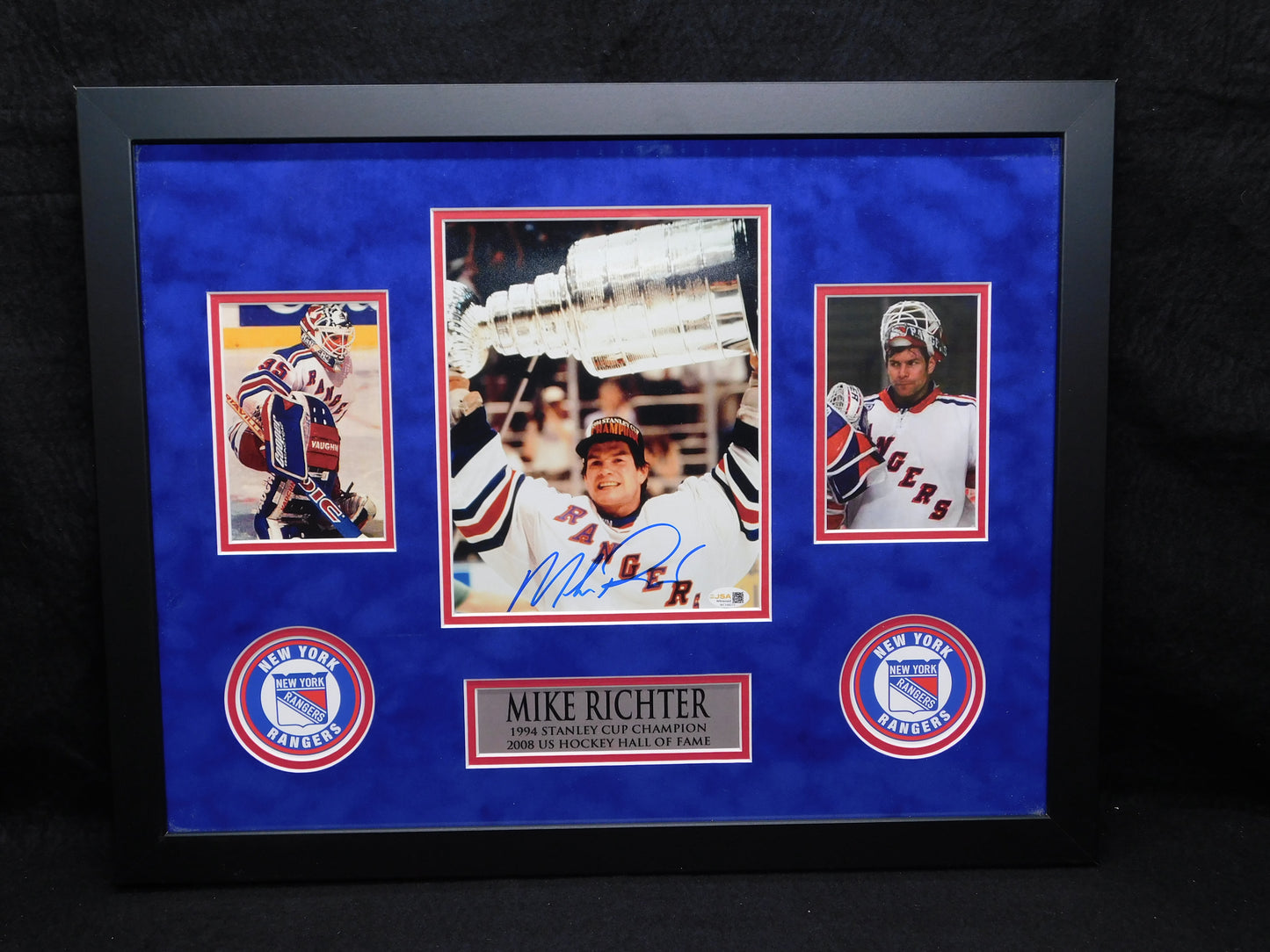 Mike Richter Signed Autographed Framed 8x10 Photo New York Rangers JSA COA A