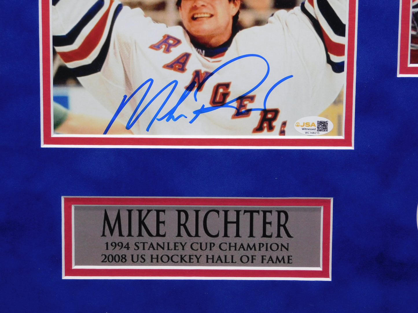 Mike Richter Signed Autographed Framed 8x10 Photo New York Rangers JSA COA A