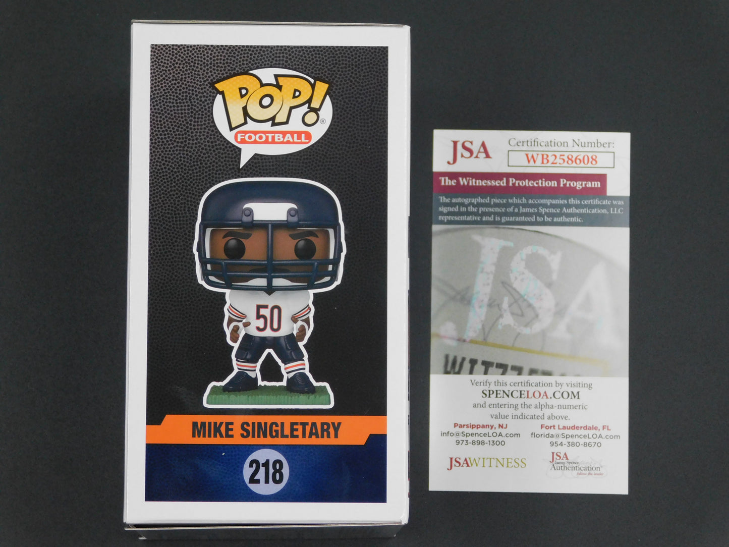 Mike Singletary Signed Autographed Vinyl Funko Pop! 218 Chicago Bears NFL JSA COA