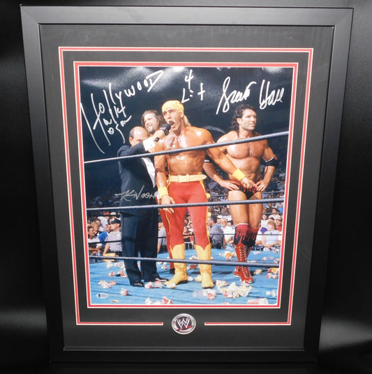 Hulk Hogan Kevin Nash Scott Hall Multi Signed Framed 16x20 Photo WWE NWO 4 Life BAS LOA COA