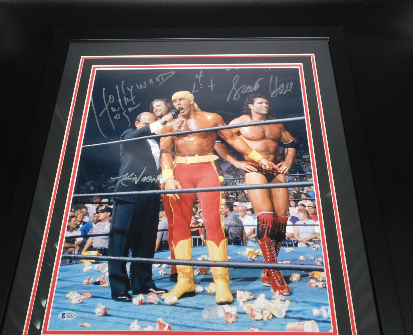 Hulk Hogan Kevin Nash Scott Hall Multi Signed Framed 16x20 Photo WWE NWO 4 Life BAS LOA COA