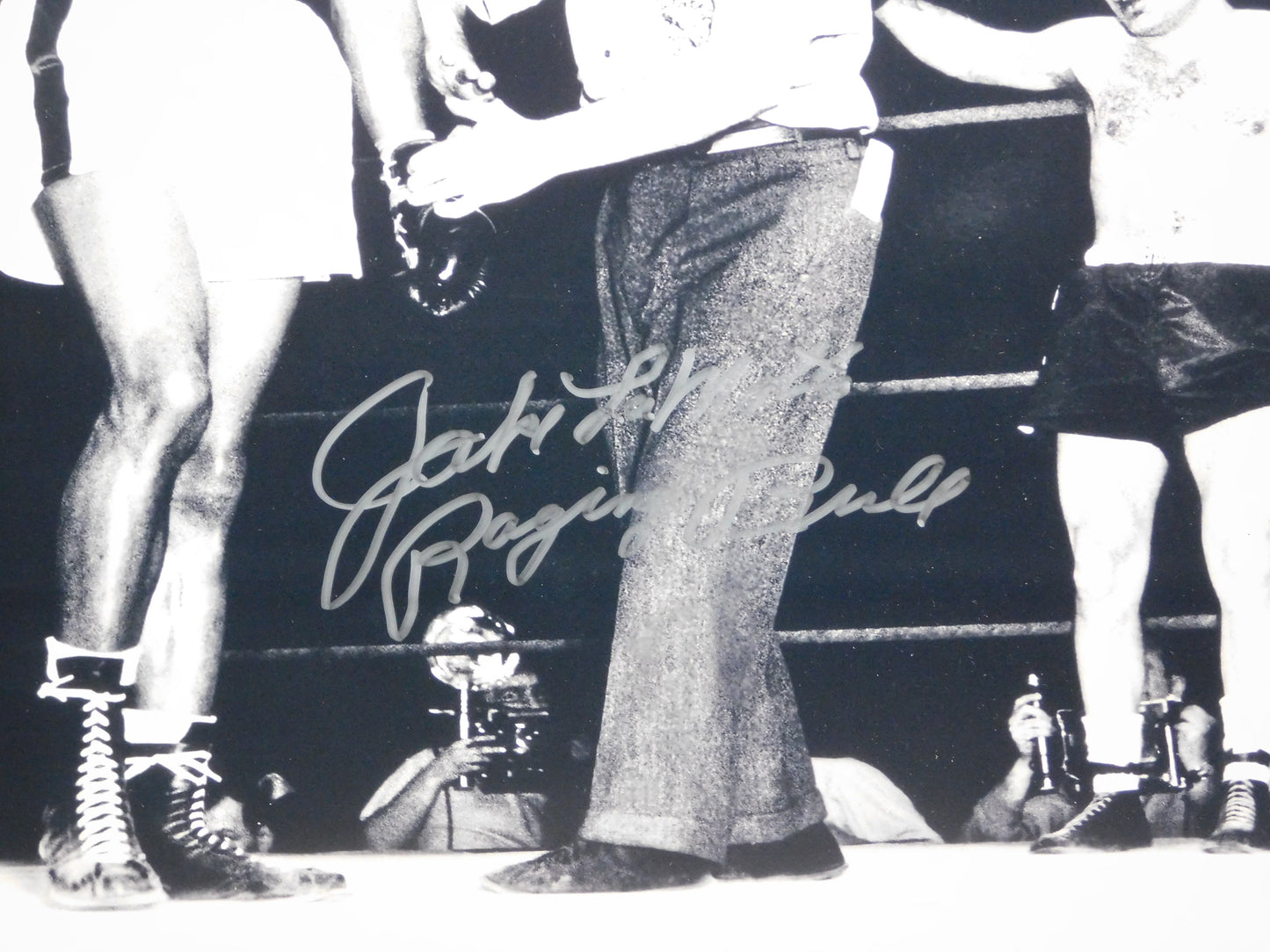 Jake LaMotta Signed Framed 16x20 Photo "Never Went Down" Raging Bull JSA COA