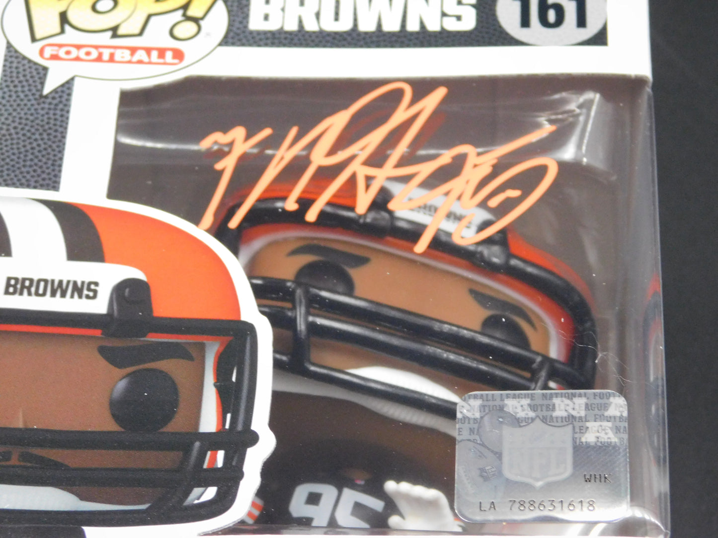 Myles Garrett Signed Autographed Vinyl Funko Pop! 161 Cleveland Browns NFL Beckett BAS COA