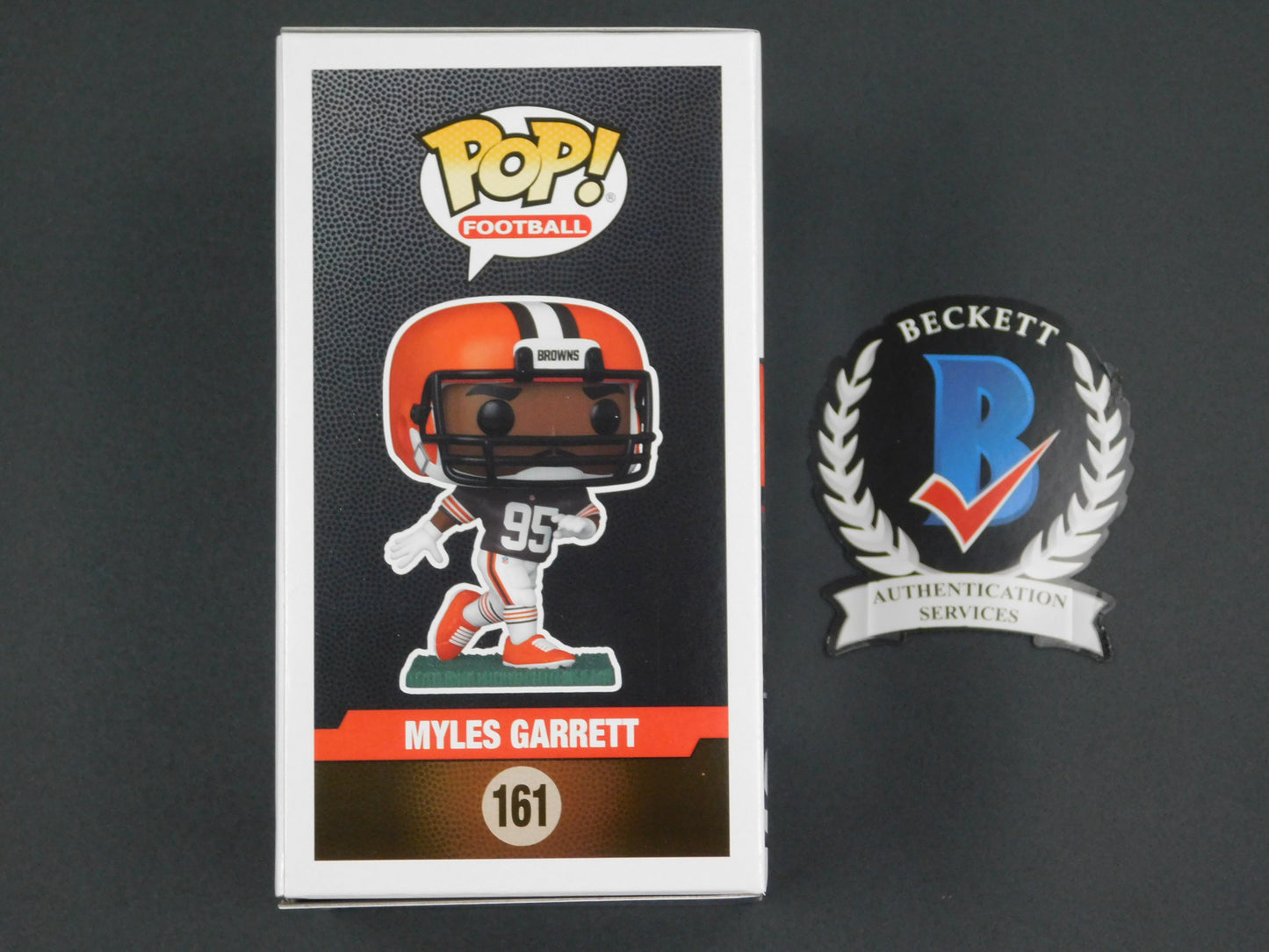 Myles Garrett Signed Autographed Vinyl Funko Pop! 161 Cleveland Browns NFL Beckett BAS COA