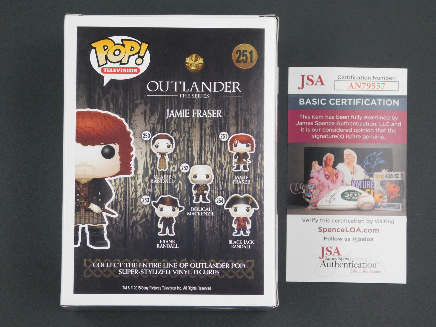 Sam Heughan Signed Autographed Funko Pop! 251 Jamie Fraser Outlander JSA COA