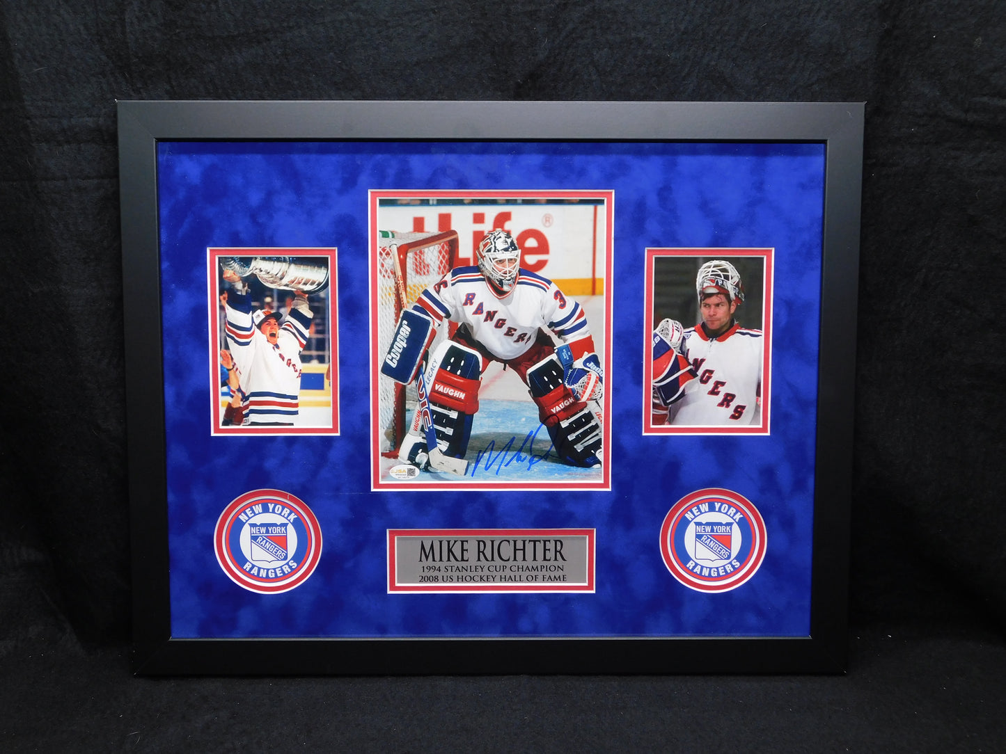 Mike Richter Signed Autographed Framed 8x10 Photo New York Rangers JSA COA C
