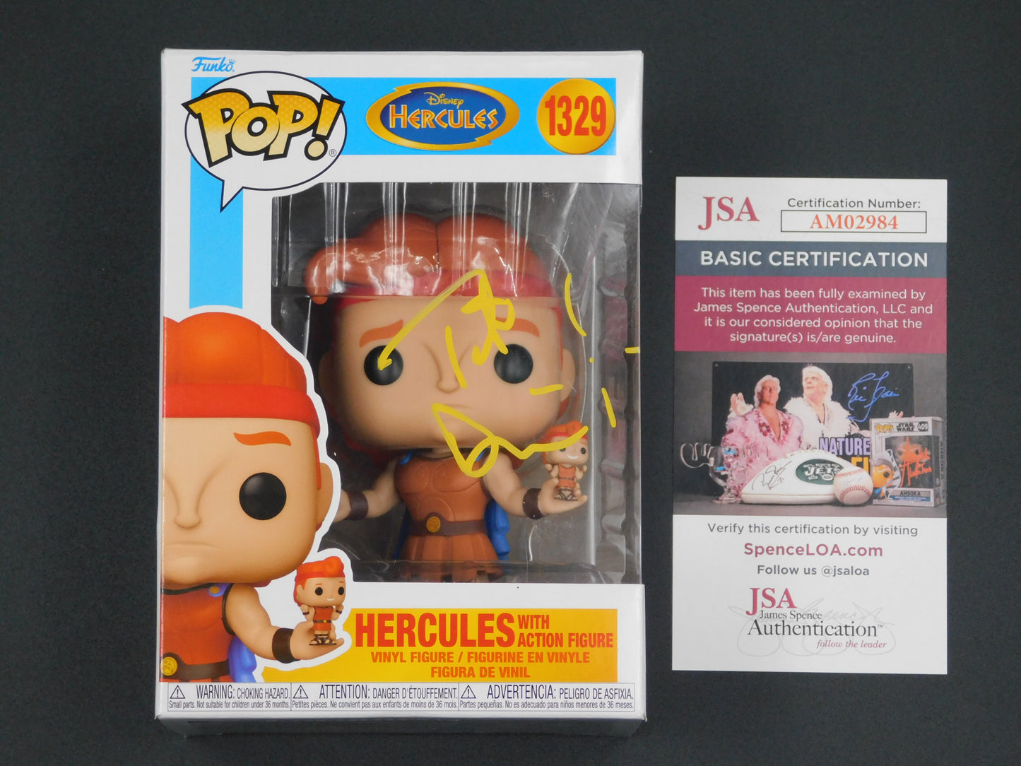 Tate Donovan Signed Autographed Vinyl Funko Pop! 1329 Hercules with Action Figure Disney JSA COA