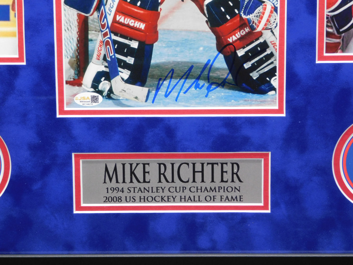 Mike Richter Signed Autographed Framed 8x10 Photo New York Rangers JSA COA C