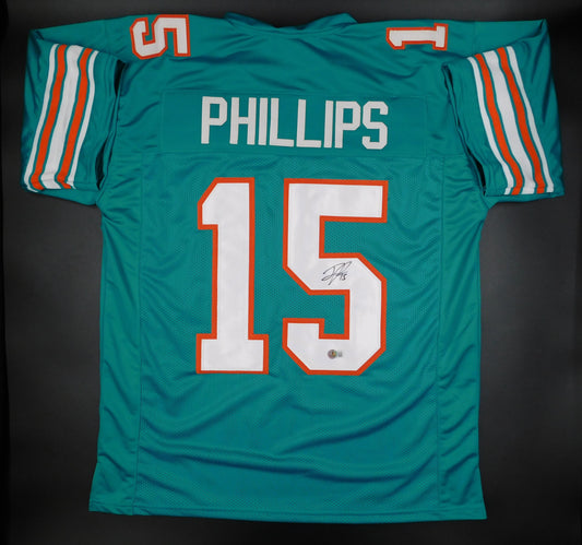 Jaelan Phillips Signed Autographed Miami Dolphins Teal Football Jersey BAS COA