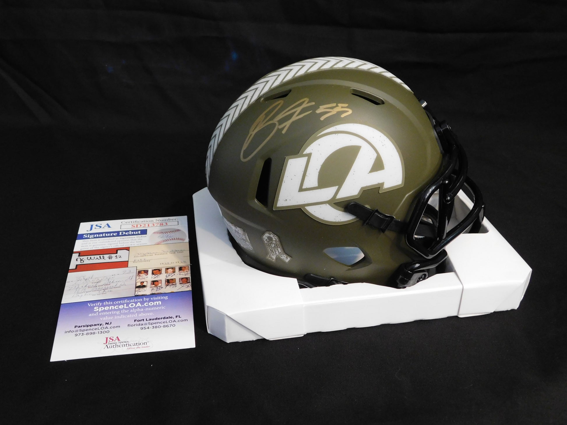 autographed football helmet values Braden Fiske Signed Autographed LA Rams STS Salute To Service Speed Mi – Boone Enterprises Authentic Autographs