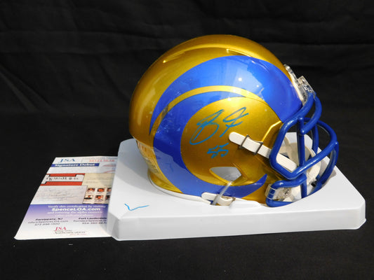 Braden Fiske Signed Autographed LA Rams Alternate Amp Speed Mini Helmet JSA COA