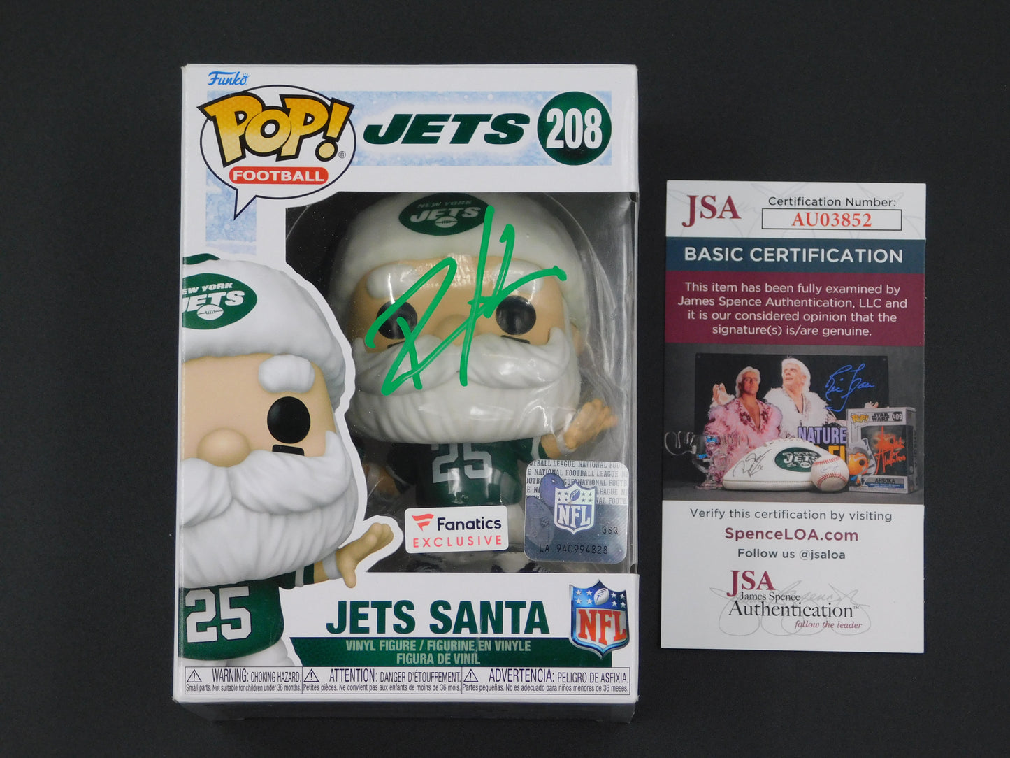 Robert Saleh Signed Autographed Vinyl Funko Pop! 208 New York Jets Santa Clause NFL JSA COA