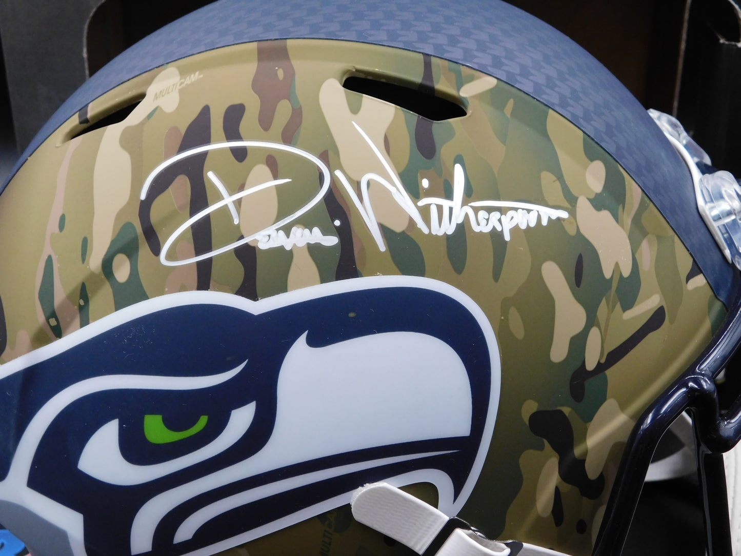 Devon Witherspoon FULL NAME Signed Full Size Seattle Seahawks Camo Speed Helmet BAS COA