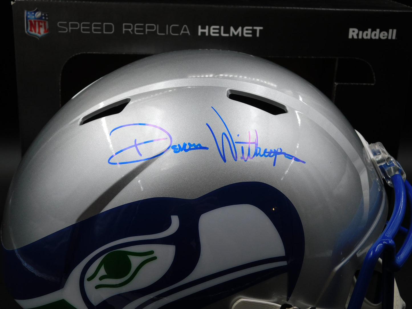 Devon Witherspoon FULL NAME Signed Autographed Full Size Seattle Seahawks Throwback Speed Helmet BAS COA