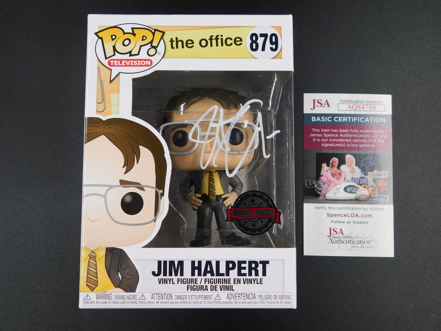 John Krasinski Signed Autographed Funko Pop 879 Jim Halpert as Dwight The Office JSA COA