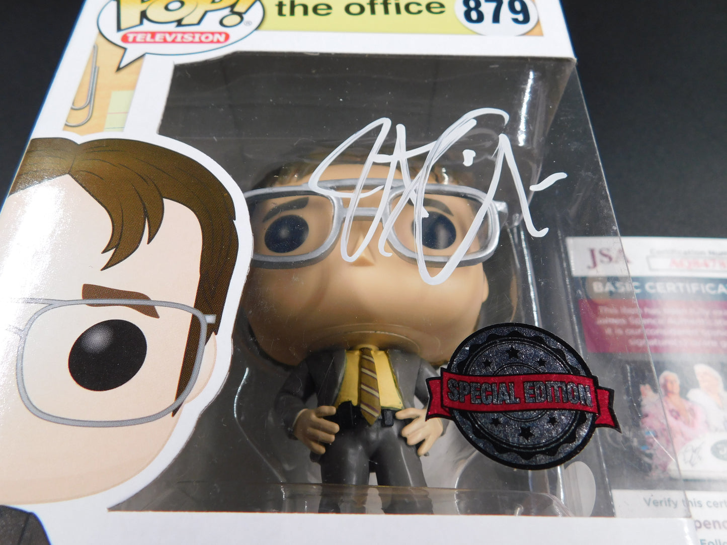 John Krasinski Signed Autographed Funko Pop 879 Jim Halpert as Dwight The Office JSA COA