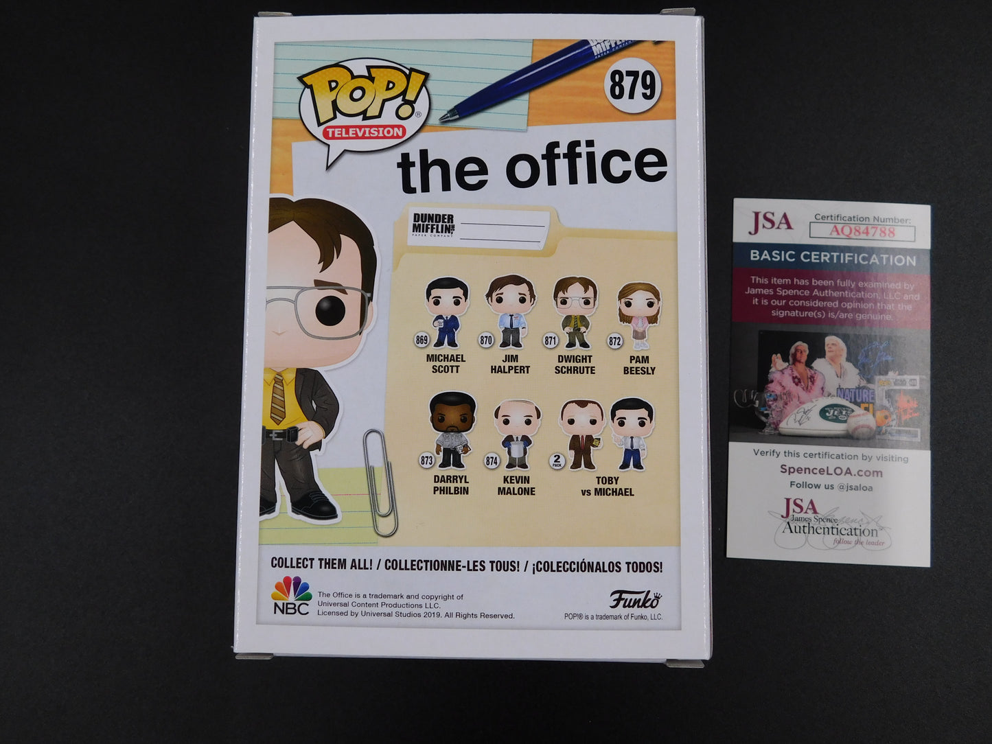 John Krasinski Signed Autographed Funko Pop 879 Jim Halpert as Dwight The Office JSA COA