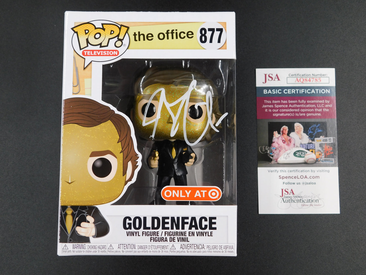 John Krasinski Signed Funko Pop 877 Jim Halpert Goldenface The Office JSA COA