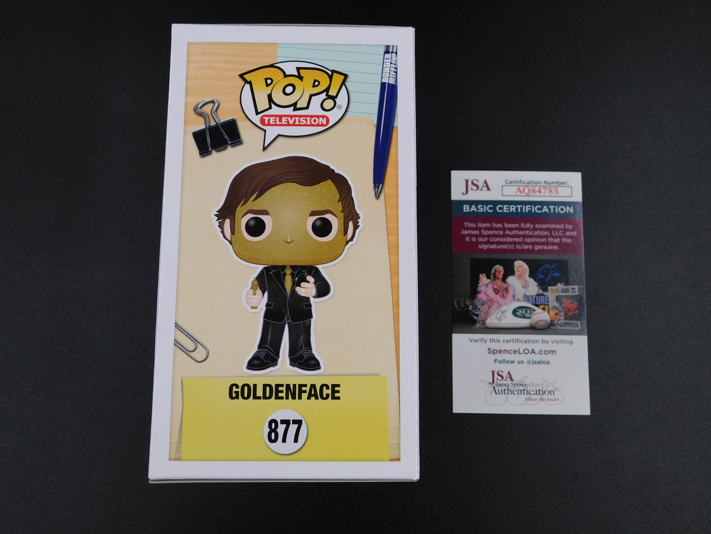 John Krasinski Signed Funko Pop 877 Jim Halpert Goldenface The Office JSA COA