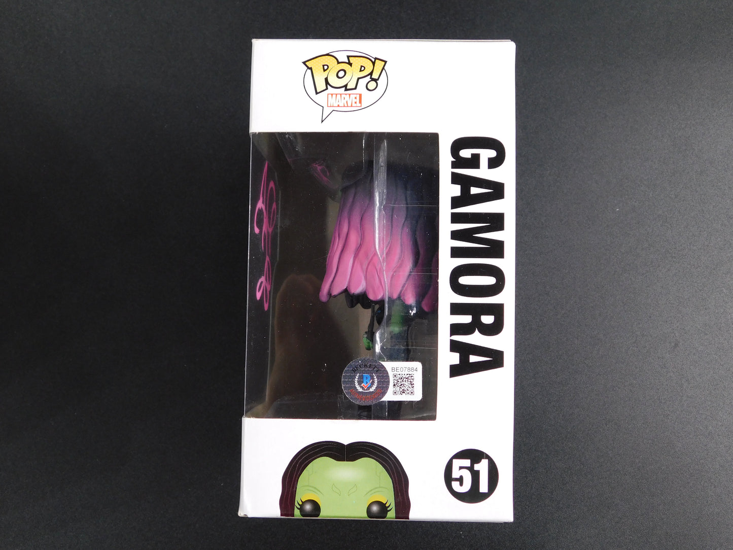 Zoe Saldana Signed Autographed Funko Pop 51 Gamora Guardians of the Galaxy Marvel BAS COA