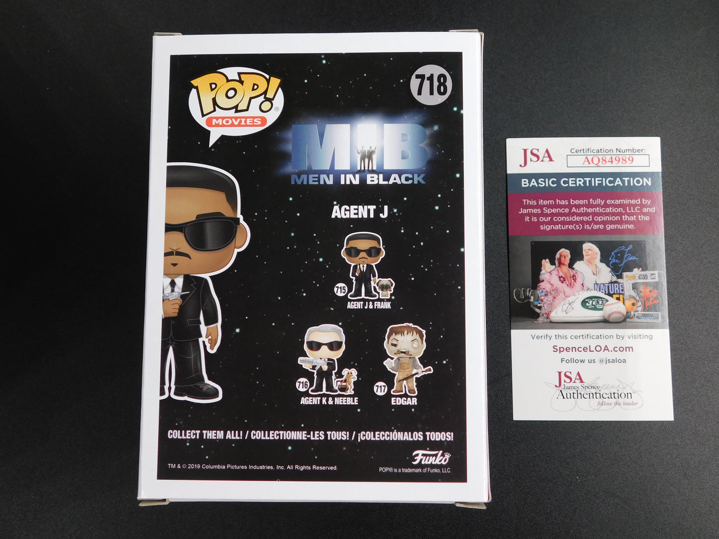 Will Smith Signed Autographed Funko Pop 718 Agent J Men In Black MIB JSA COA A