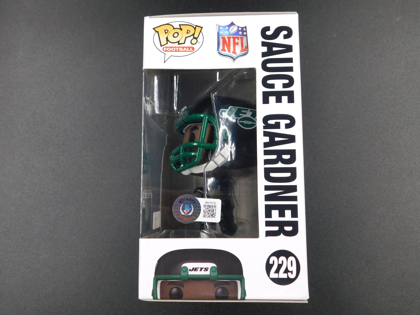 Sauce Gardner Signed Autographed Funko Pop 229 New York Jets NFL Fanatics BAS COA